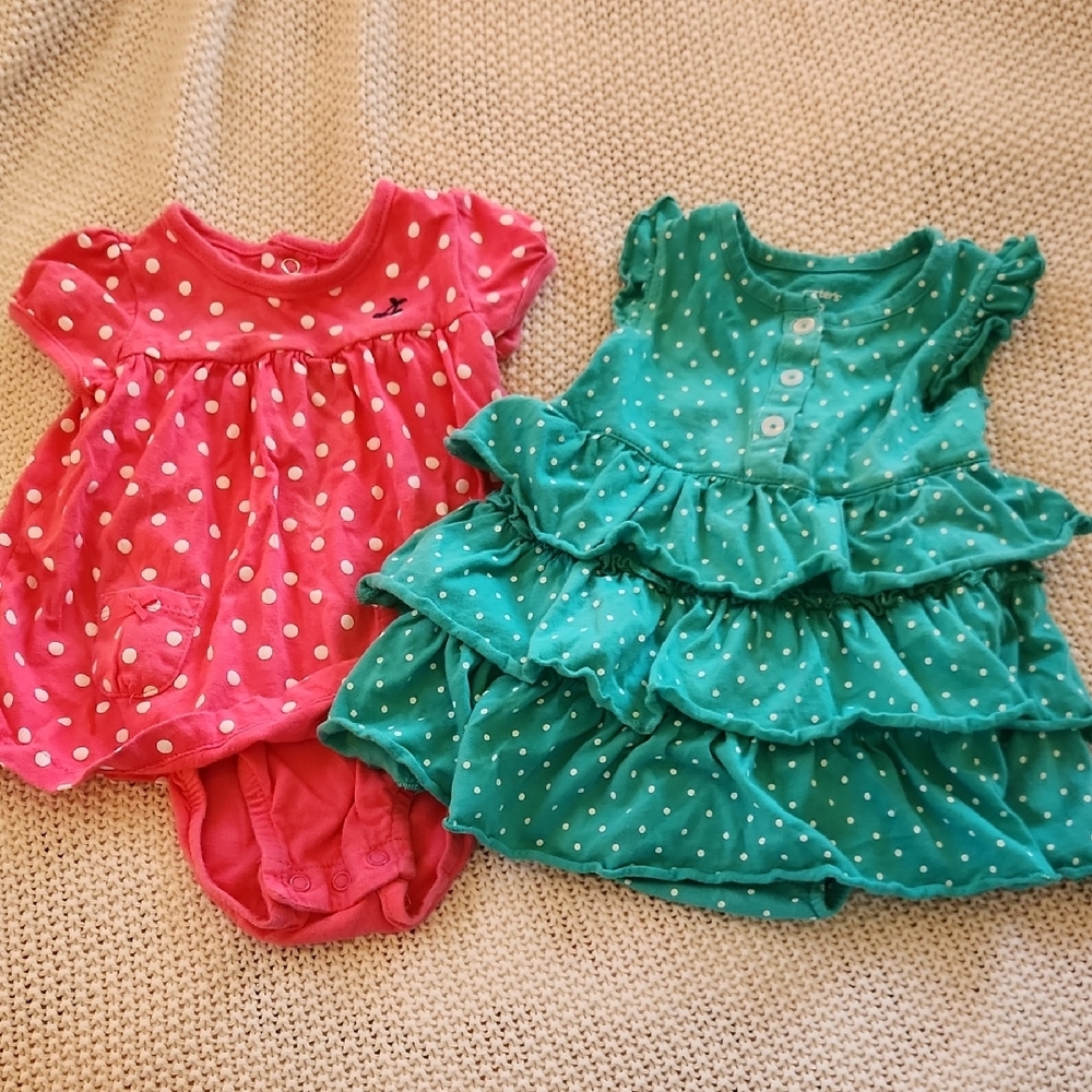 Carter's Pink and Green Polka Dot Accessories